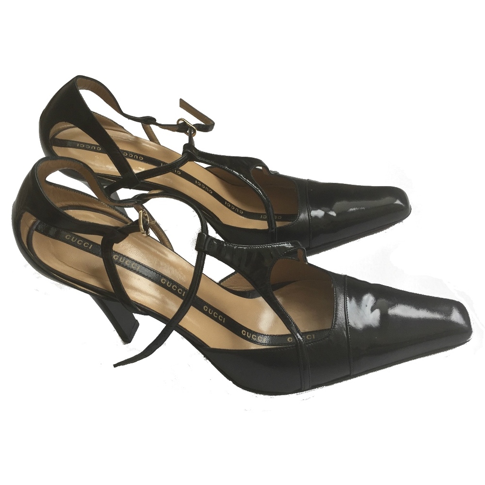 Gucci Genuine Leather Stiletto Strap Chocolate Brown Heels 8.5